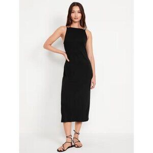 NWT Old Navy Sleeveless Rib-Knit Midi Tank Dress, XL, Bodycon, black